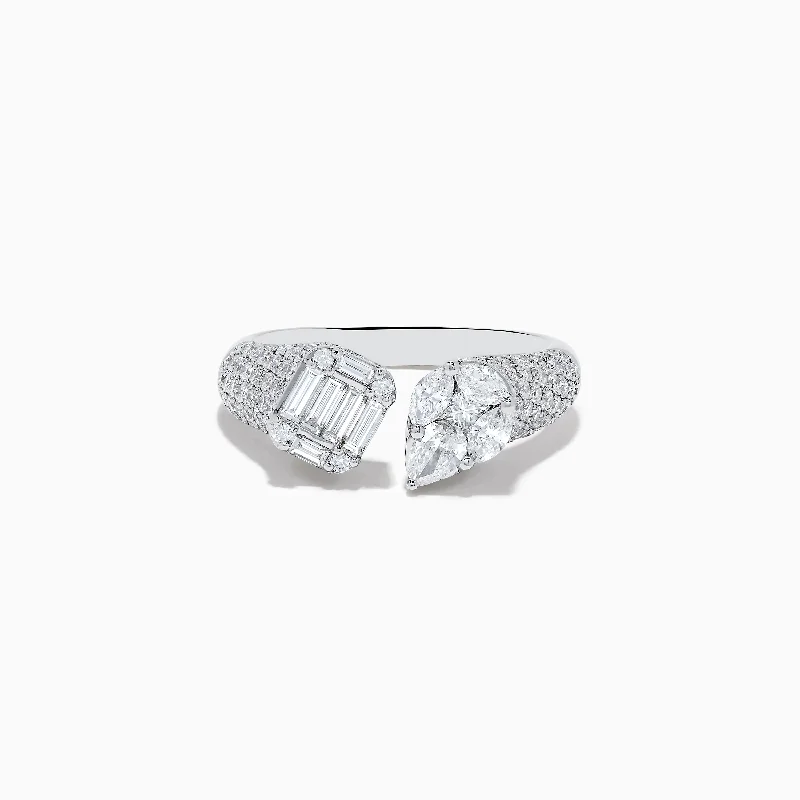 Pave Classica 14k White Gold Toi Et Moi Diamond Ring 1.49 TCW