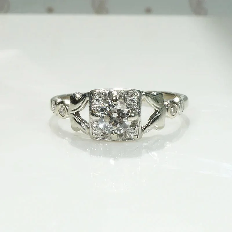 Sweet Square Cluster Diamond Engagement Ring