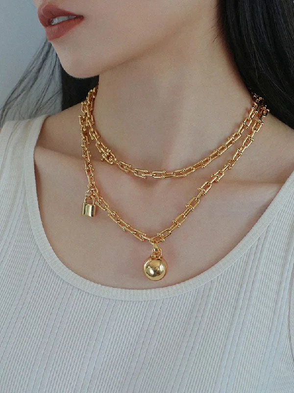 Trendy Gold Plated U-shaped Thick Chain Necklace