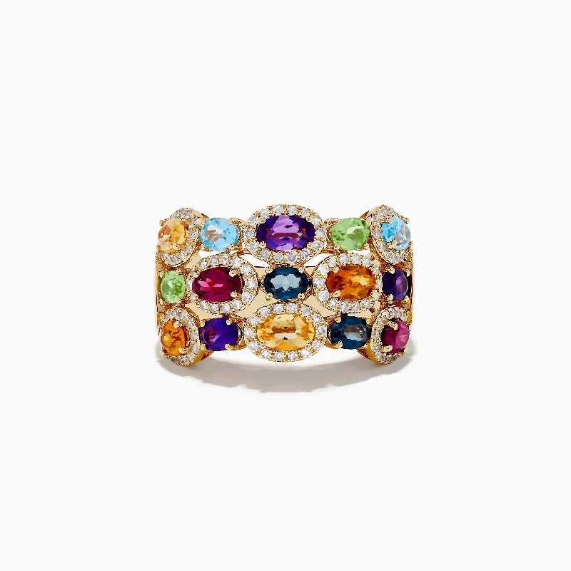 Mosaic 14K Yellow Gold Multi Gemstone Ring