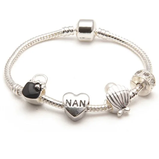 Nan 'Pearl Lady' Silver Plated Charm Bead Bracelet