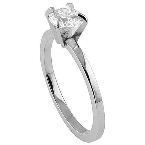 Jackie: 1.0ct Brilliant-cut Ice on Fire CZ Steel Engagement Ring