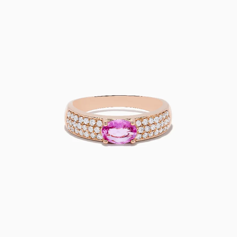 14K Rose Gold Pink Sapphire and Diamond Ring