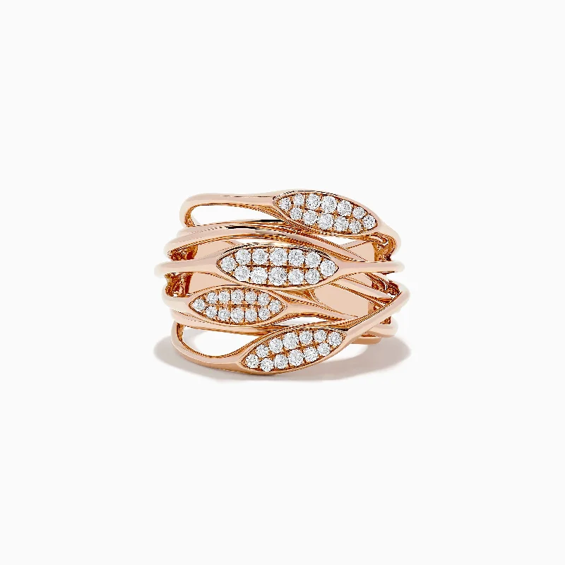 14K Rose Gold Diamond Crossover Ring