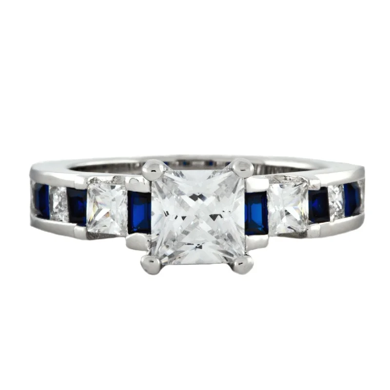 Olivia E: 2.14 ct Sapphire and Russian Ice Engagement Band Ring