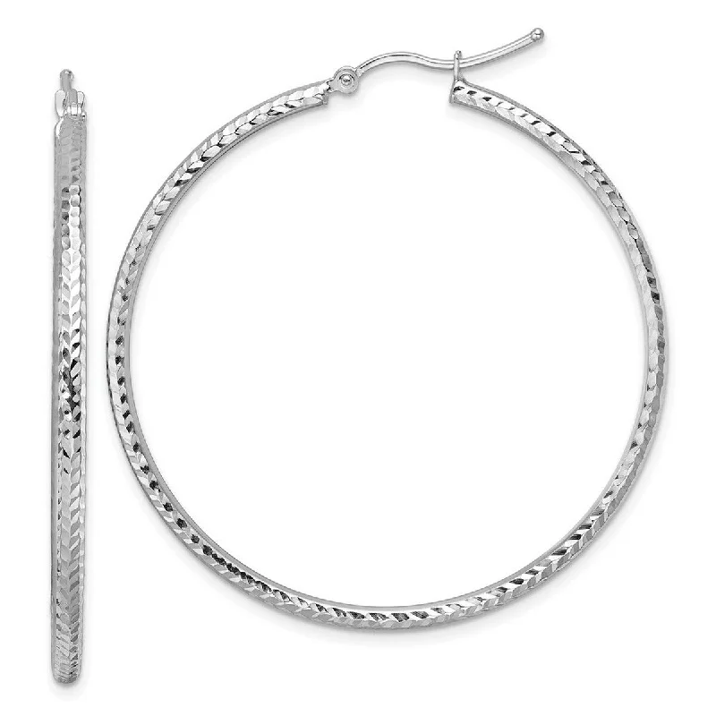 Curata 10k White Gold Sparkle Cut Round Tube Hoop Earrings - 45x45mm