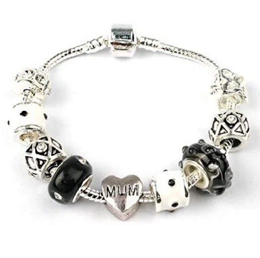 Mum 'Forever Mine' Silver Plated Charm Bead Bracelet