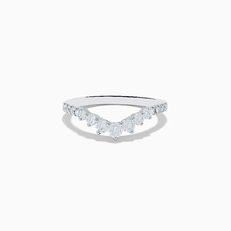 14K White Gold Diamond Contoured Stacking Band 0.49 TCW