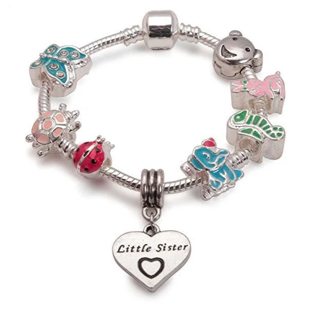 Children's Little Sister 'Animal Magic' Silver Plated Charm Bead Bracelet