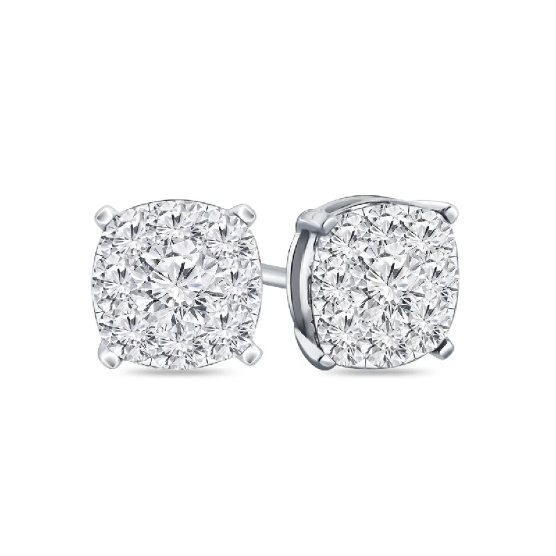 Auriya 14k Gold 5/8ctw Cushion Pave Diamond Stud Earrings (H-I, I1-I2)