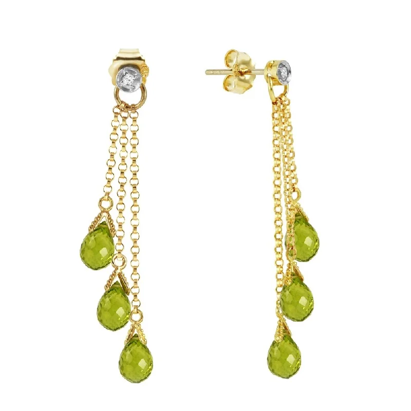 10.53 Carat 14K Solid Gold Chandelier Earrings Diamond Peridot