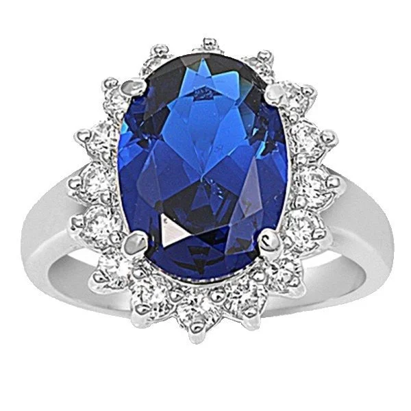 Catherine: 7ct Sapphire & Simulated Diamond Royal Ring 925 Silver