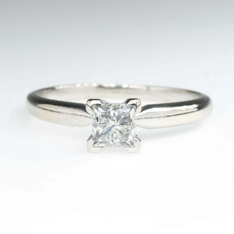 0.47ct Princess Diamond Solitaire Engagement Ring in 14K White Gold