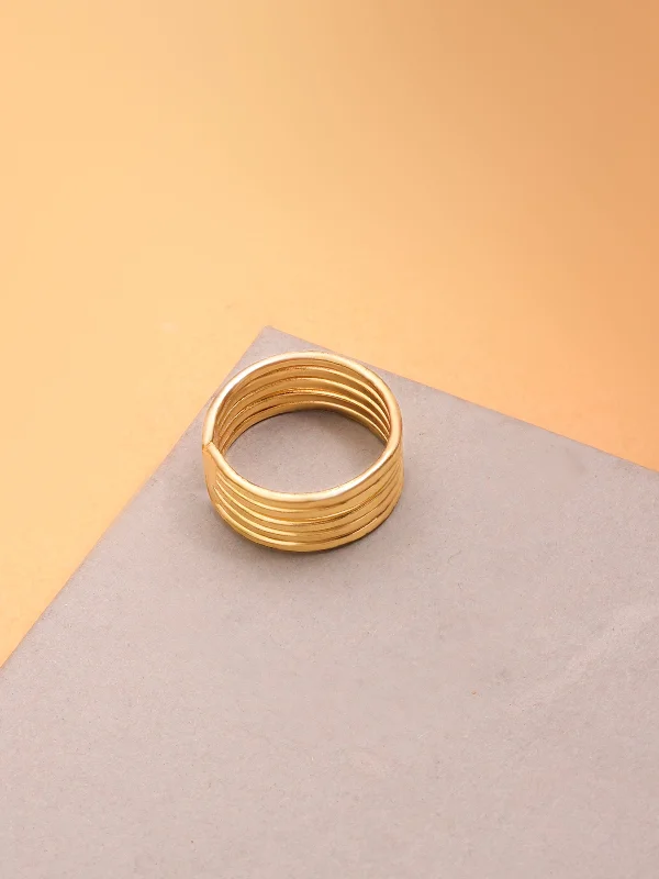 5 Line Statement Brass Adjustable Ring