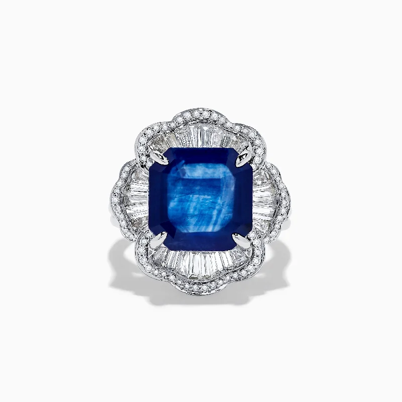 Hematian 18K White Gold Blue Sapphire Ring