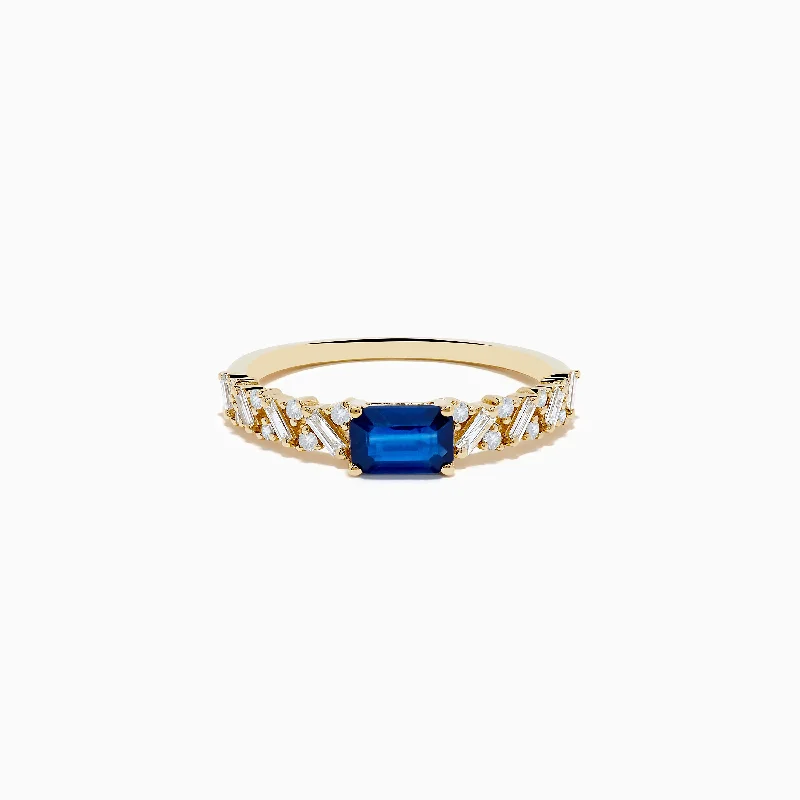 14K Yellow Gold Sapphire and Diamond Ring