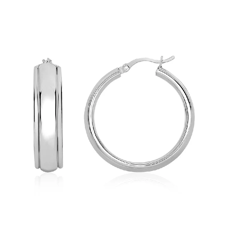 Polished Domed Three-Row Hoop Earrings in Sterling Silver