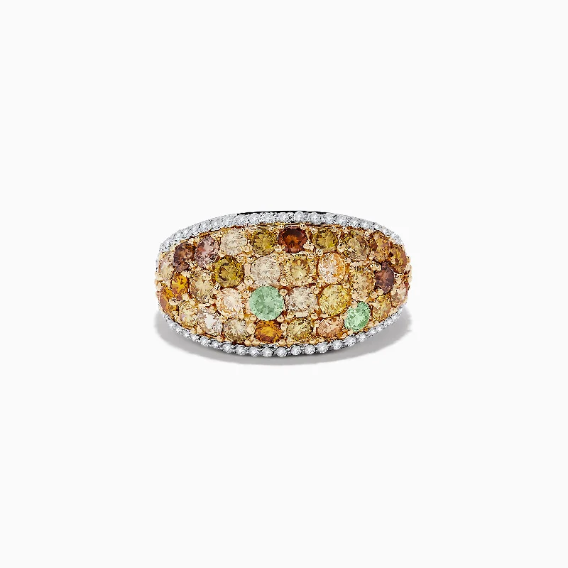 14K Two-Tone Gold Multi Color Diamond Ring