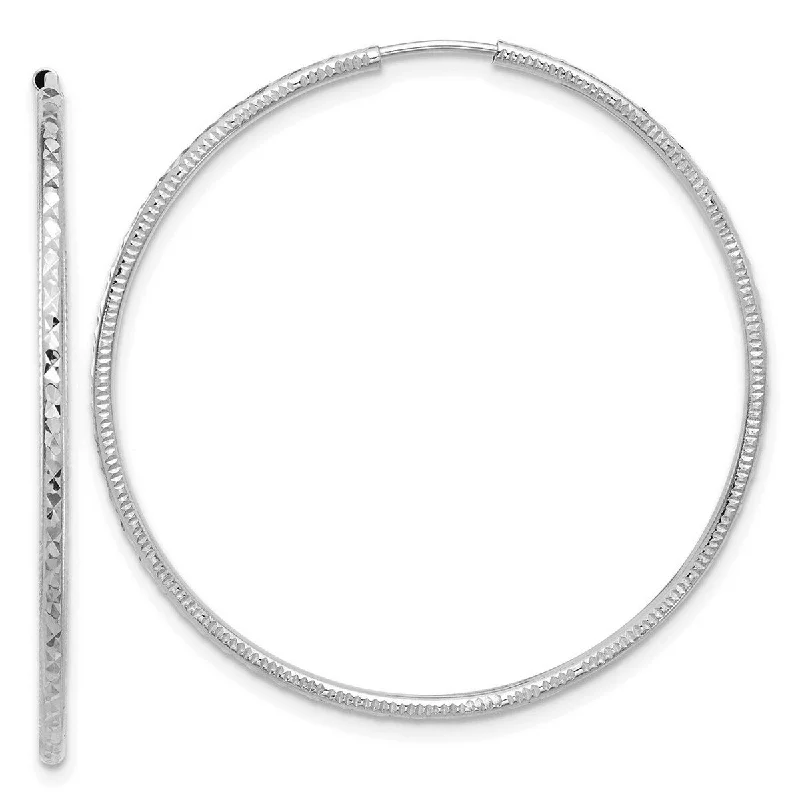 Curata 14k White Gold Sparkle Cut Endless Hoop Earrings - 40x1.5mm