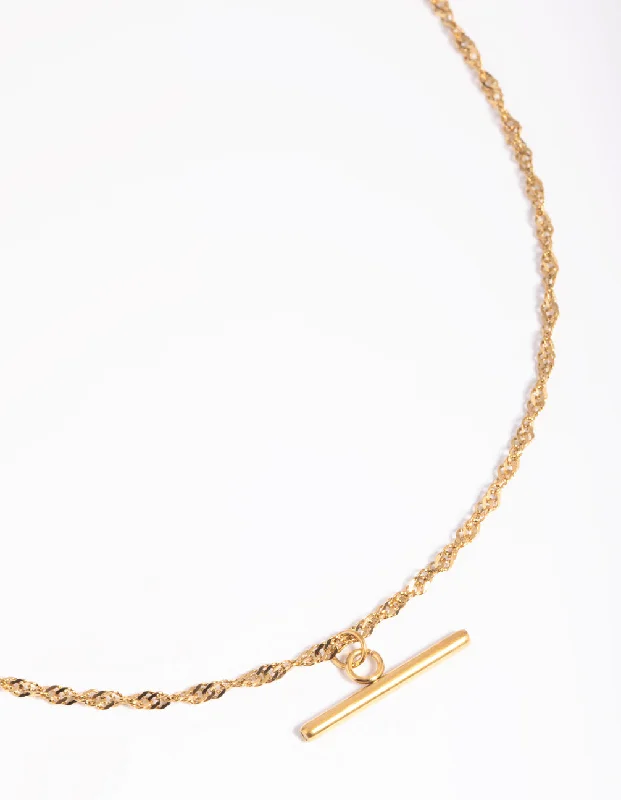 Waterproof Gold Plated Stainless Steel Fob Necklace