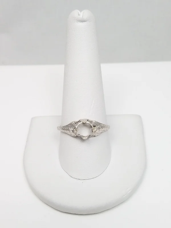 ** To Restore ** Ladies Art Deco 22k White Gold Engagement Ring Mount To Restore