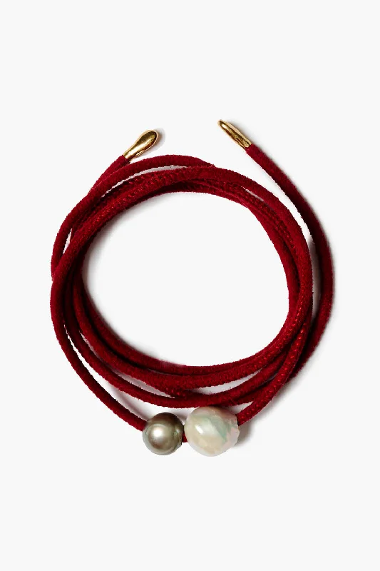 Vanya Leather Wrap Bracelet Red