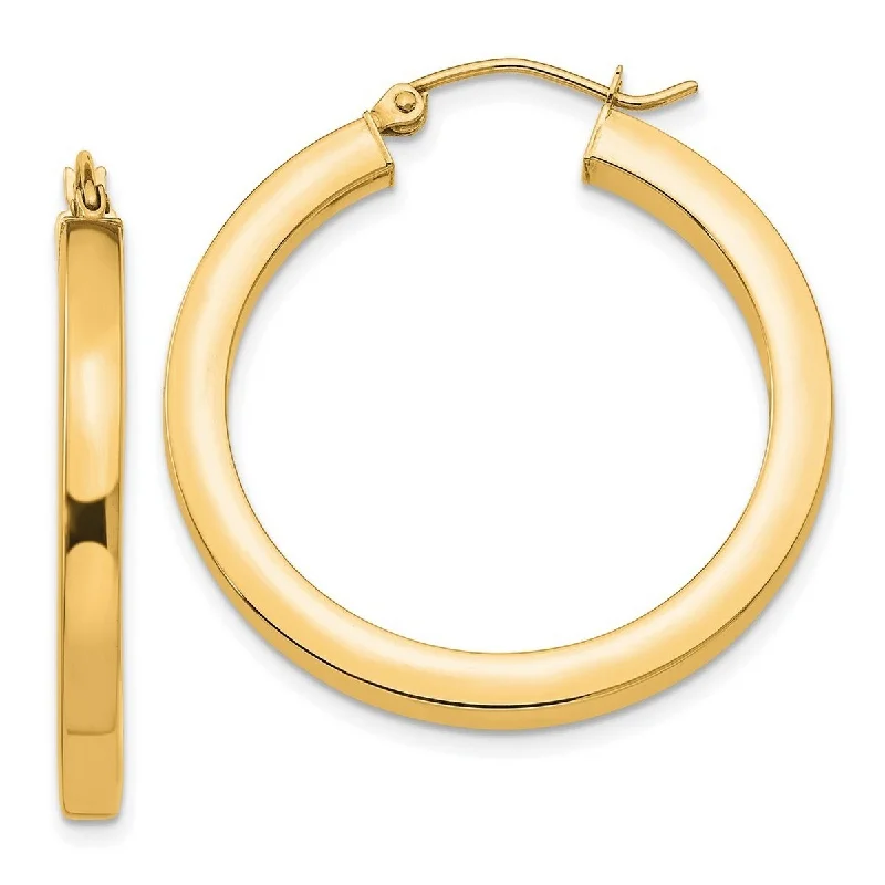 Curata 10k Yellow Gold Polished 30x3mm Square Hoop Earrings