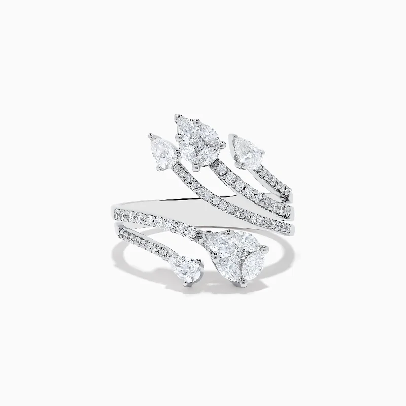 Pave Classica 14k White Gold Open Shank Diamond Ring 1.0 TCW