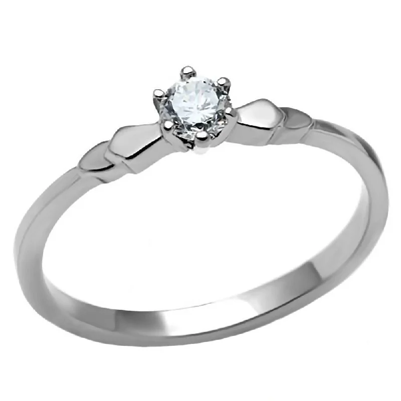 Posie: 0.20ct Russian IOF CZ Solitaire Petite Steel Engagement Ring