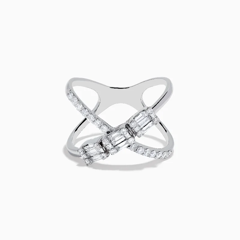 Classique 14K White Gold Diamond Wide Crossover Ring