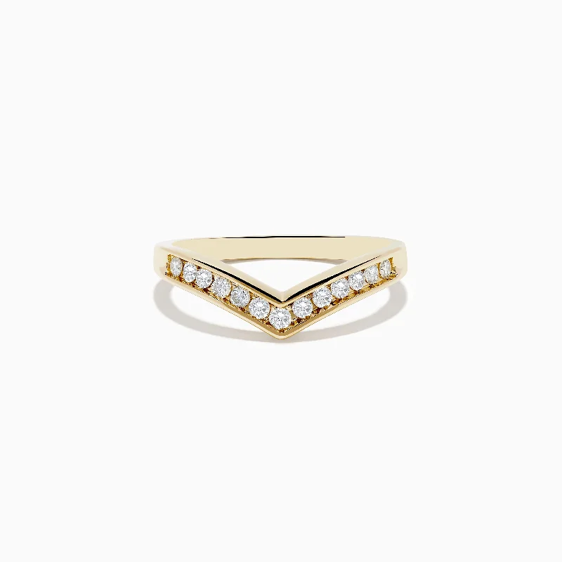 14K Yellow Gold Contoured Diamond Band Ring