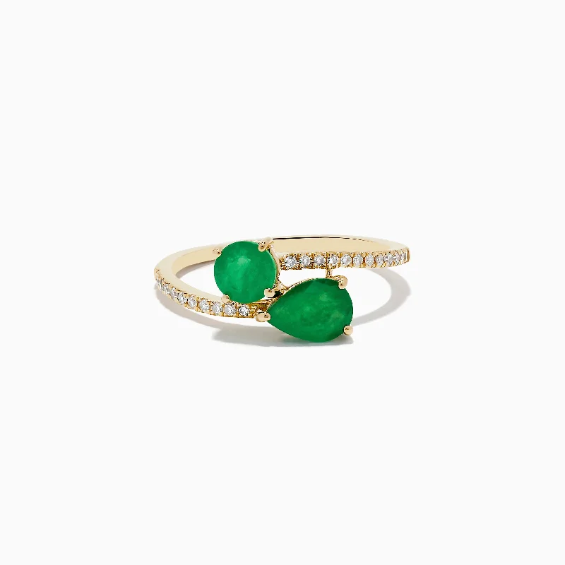 Brasilica 14K Yellow Gold Emerald and Diamond Ring