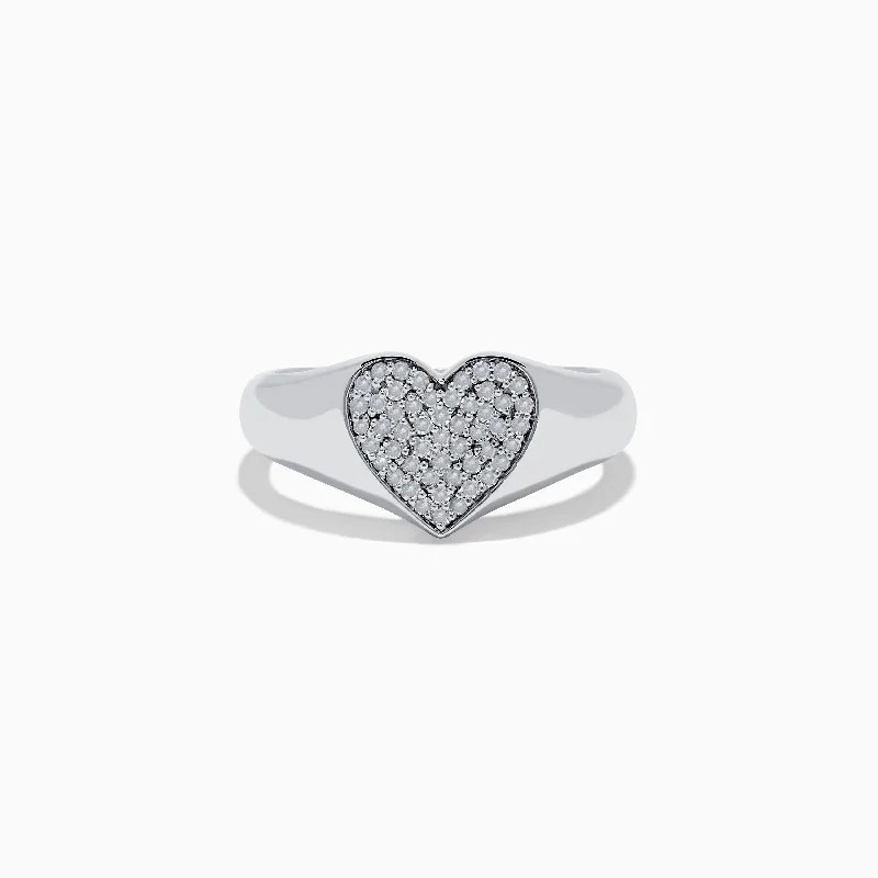 925 Sterling Silver Diamond Heart Ring