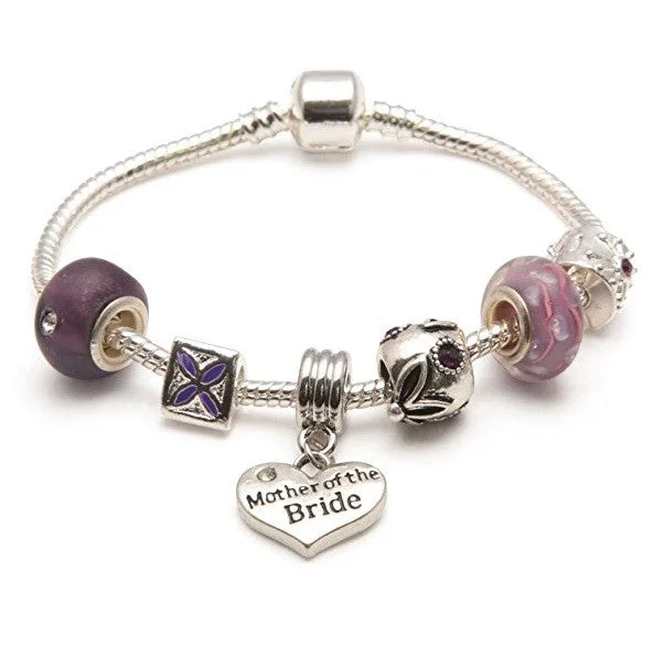 Mother Of The Bride 'Purple Haze' Silver Plated Charm Bead Bracelet