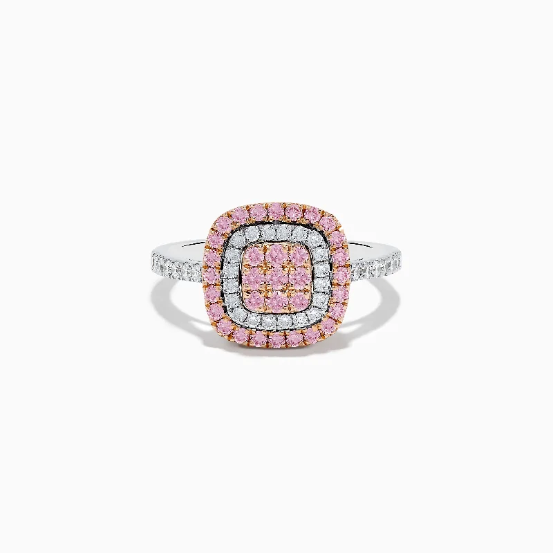 14K Two-Tone Pink and White Diamond Ring