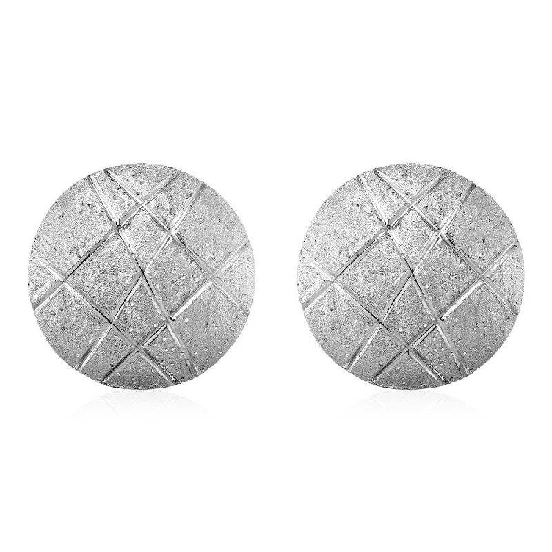 Textured Round Disc Earrings in Sterling Silver