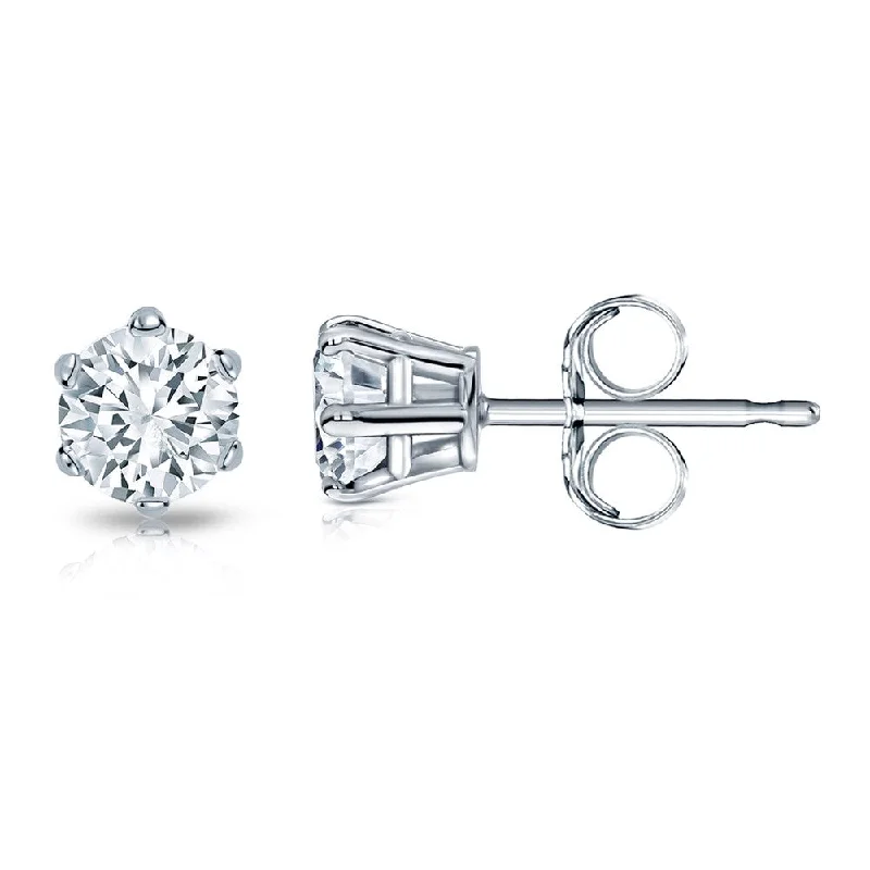 Auriya Round 3/4ct TW Solitaire Diamond Stud Earrings 14k Gold 6-Prong (H-I, SI1-SI2)