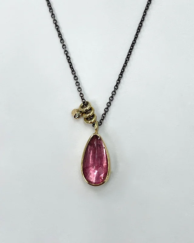 Jamie Joseph Pink Tourmaline Teardrop Necklace