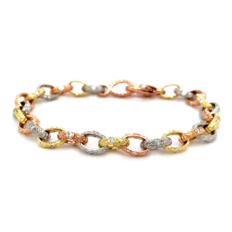 Diamond, Gold, & Platinum Three-Tone Bracelet - "Victorian"