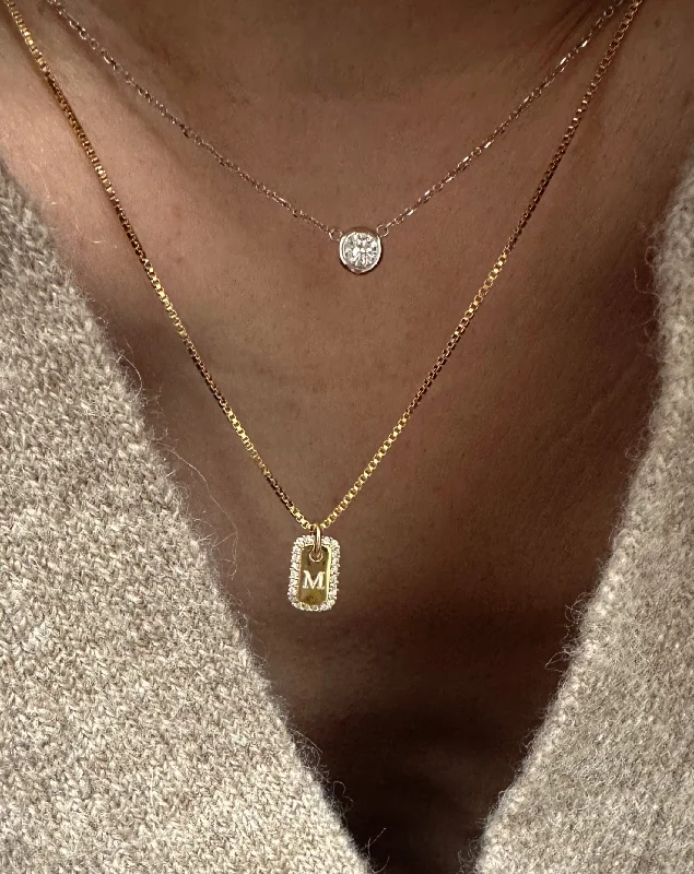 CZ mini bar tag necklace