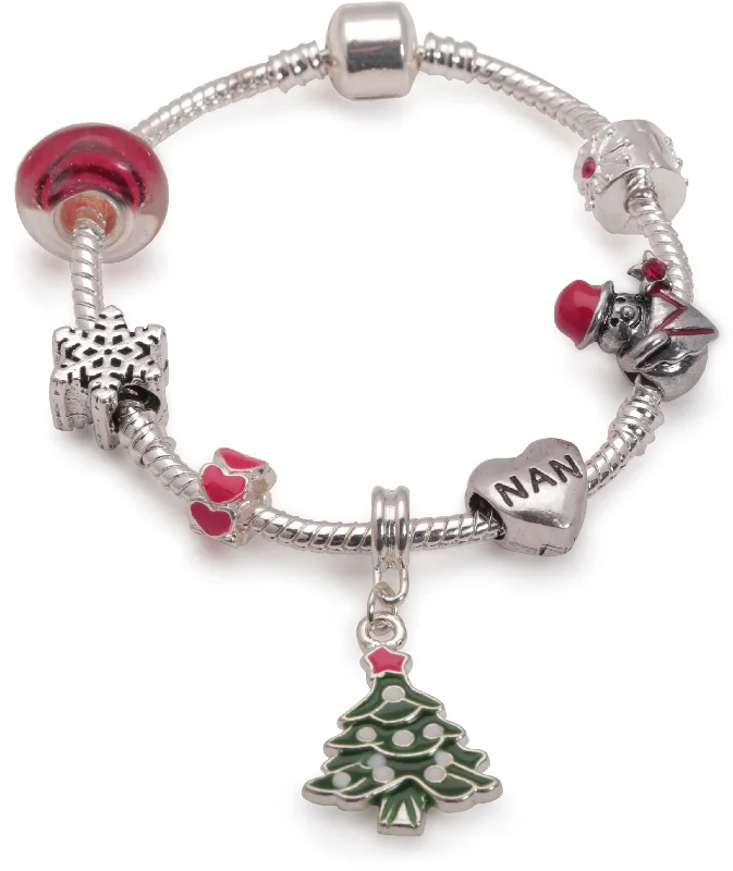 Adult's 'Nan Christmas Dream' Silver Plated Charm Bracelet