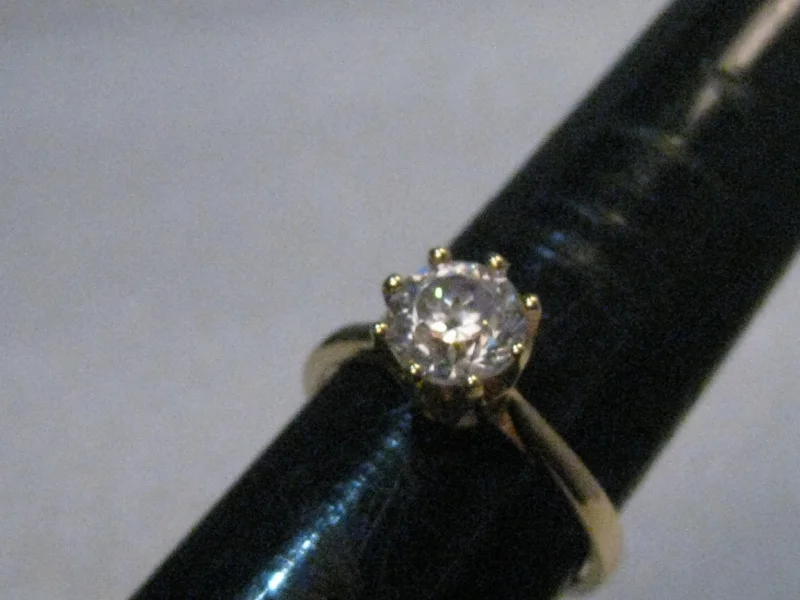 14kt Diamonique CZ Engagement Ring, sz. 5, 2.24 grams, appx. 1.25ctw