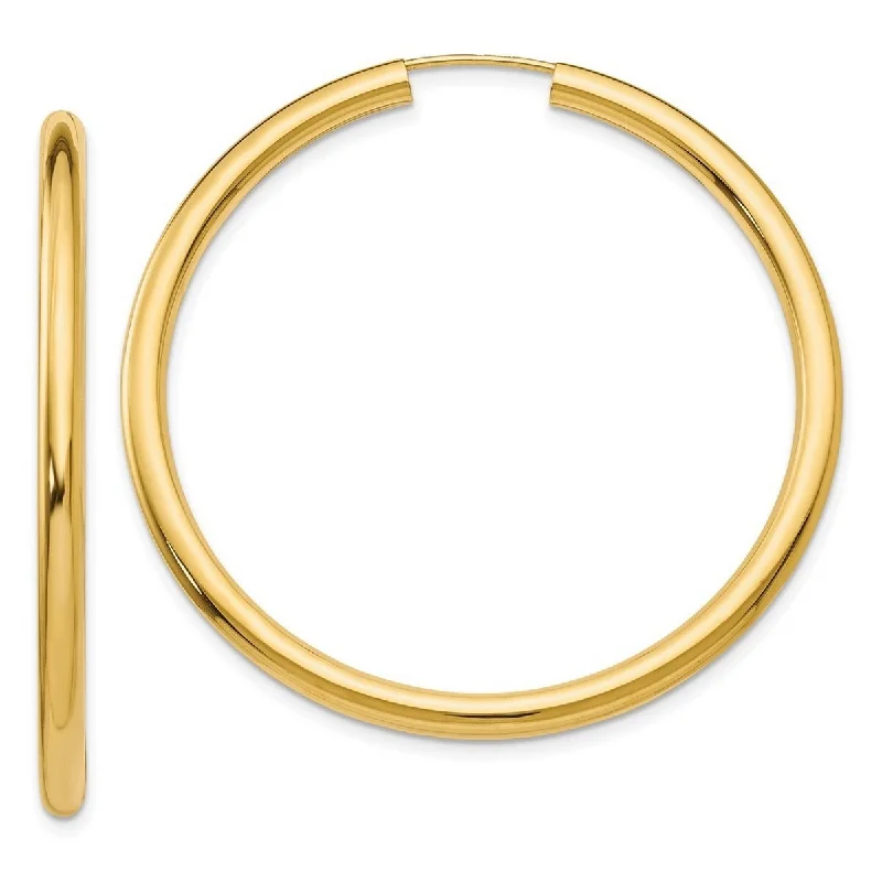 Curata 10k Yellow Gold Polished Endless Tube Hoop Earrings - 45x45mm