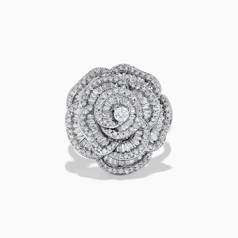 14K White Gold Diamond Flower Ring