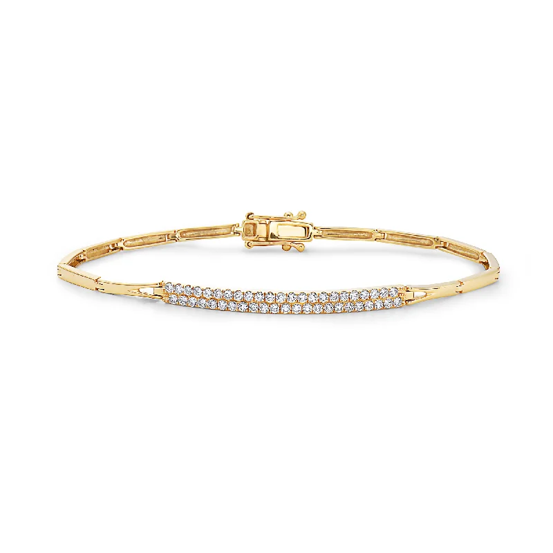 Bar Line Bracelet with Two Rows of Diamonds