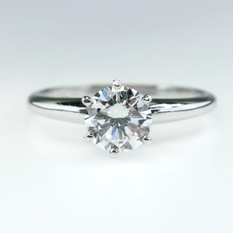 14K White Gold GIA 0.91ct Round Diamond VVS1/G Solitaire Engagement Ring Size 7