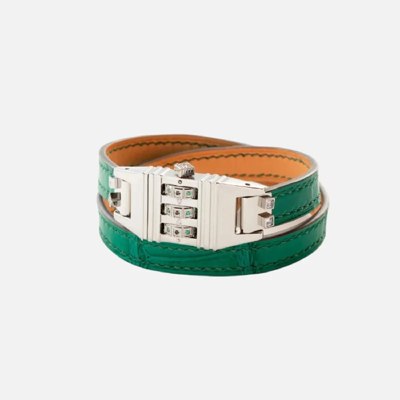 Stainless Steel Leather Code, Verde Crocodile