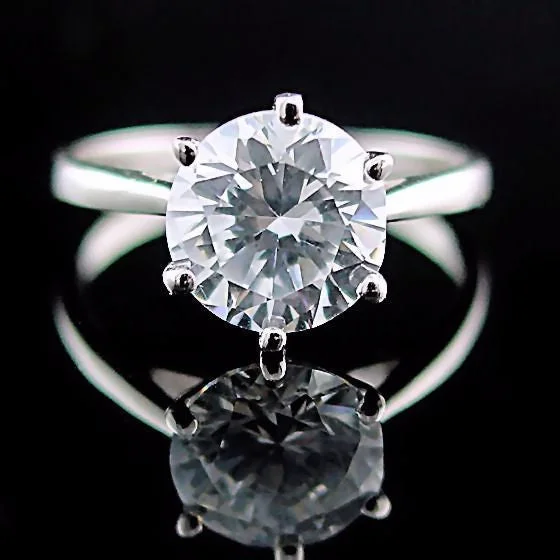 Courtney: Large 2.9ct Russian Ice Diamond CZ Solitaire Engagement Ring