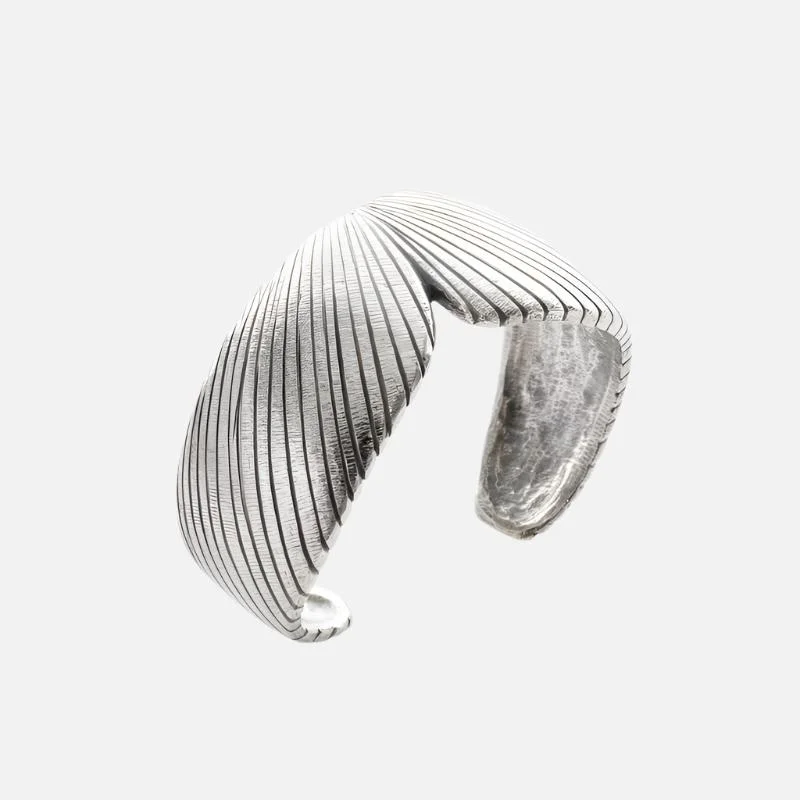 Single Wing Wrap Cuff, Oxidized Silver