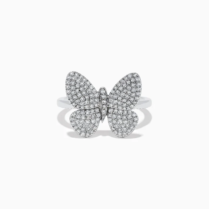 925 Sterling Silver Diamond Butterfly Ring